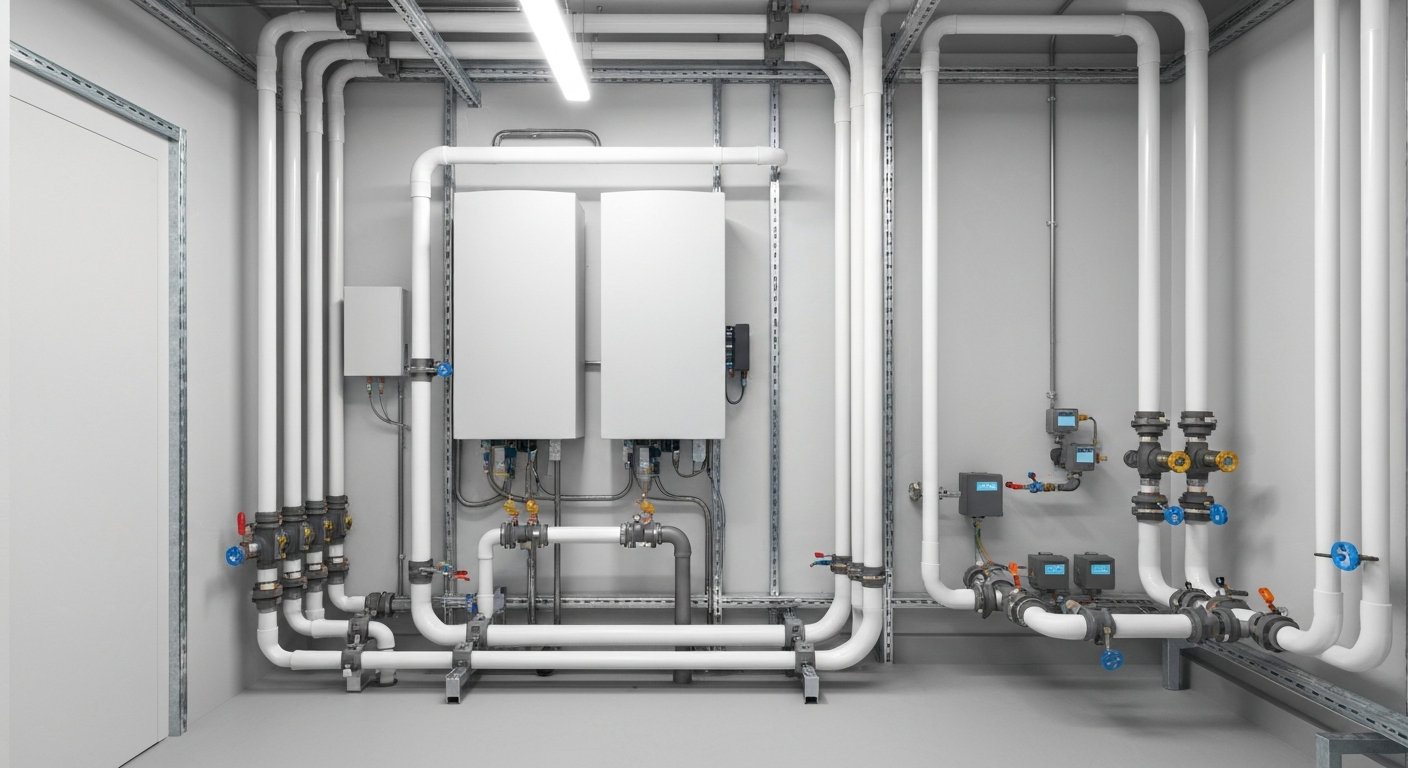 Profesjonalny montaż pompy ciepła w nowoczesnej kotłowni w Warszawie – AVM24.