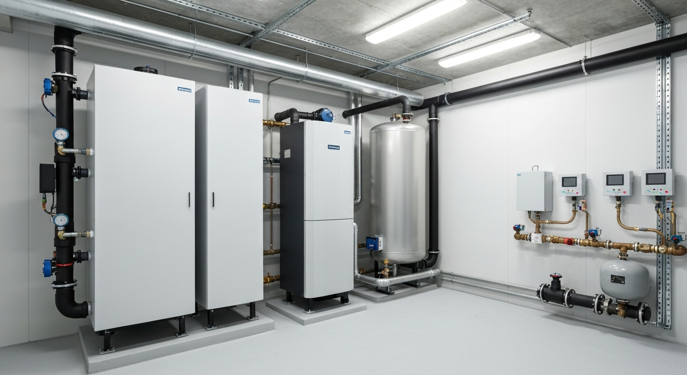 Profesjonalny montaż pompy ciepła w nowoczesnej kotłowni Warszawa i okolice – AVM24.