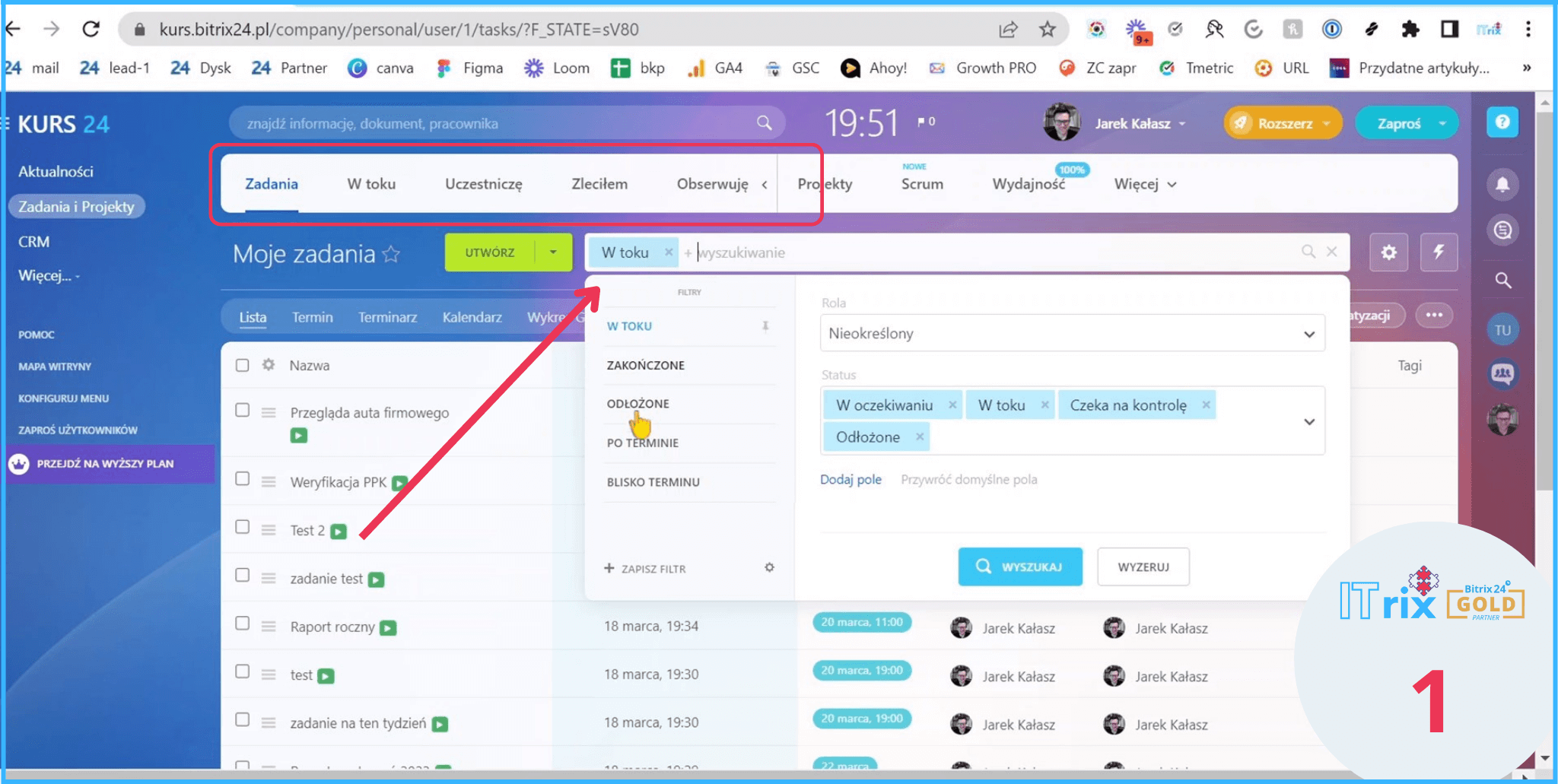 filtry w zadaniach Bitrix24