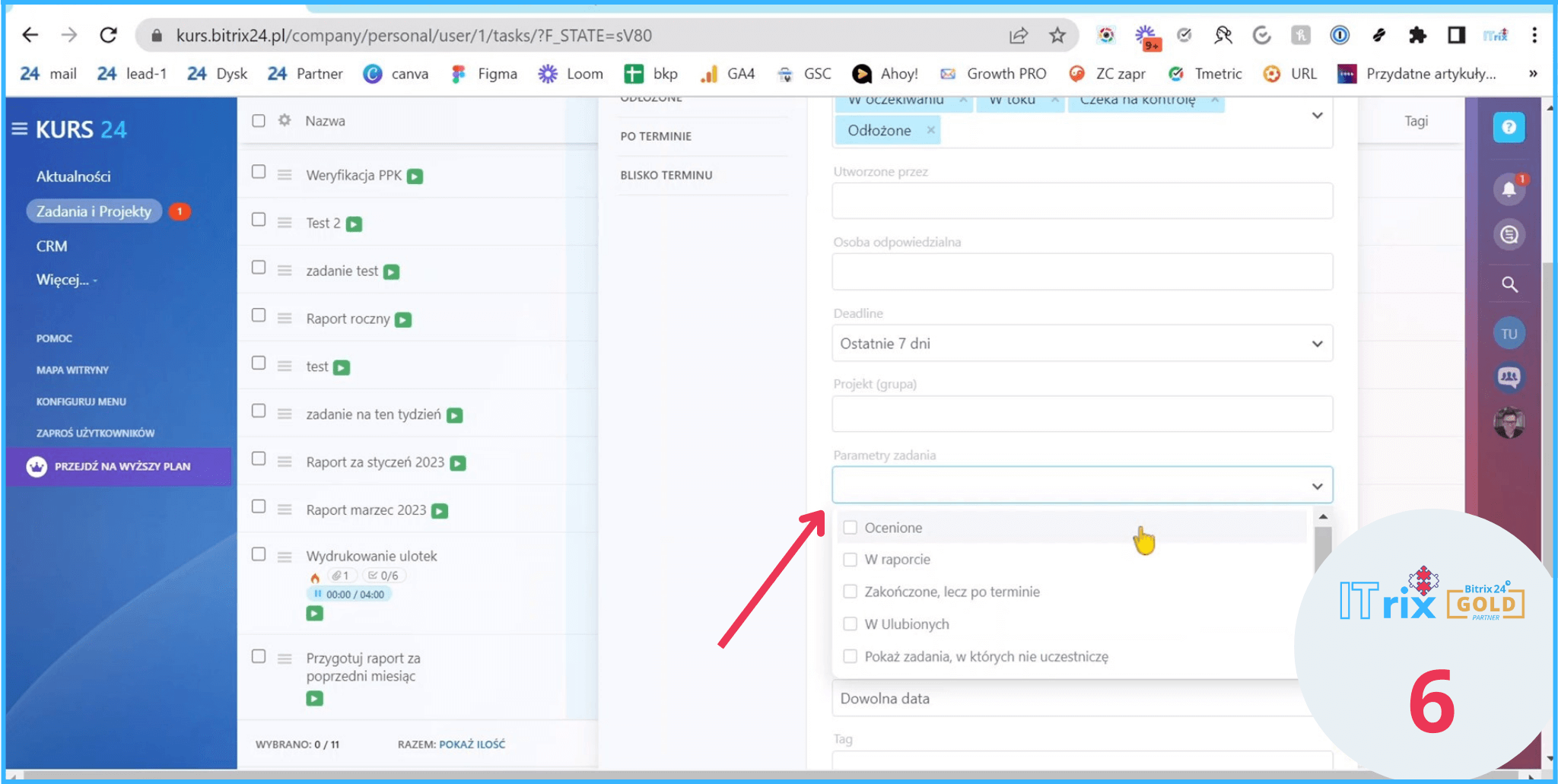 filtrowanie zadań bitrix24