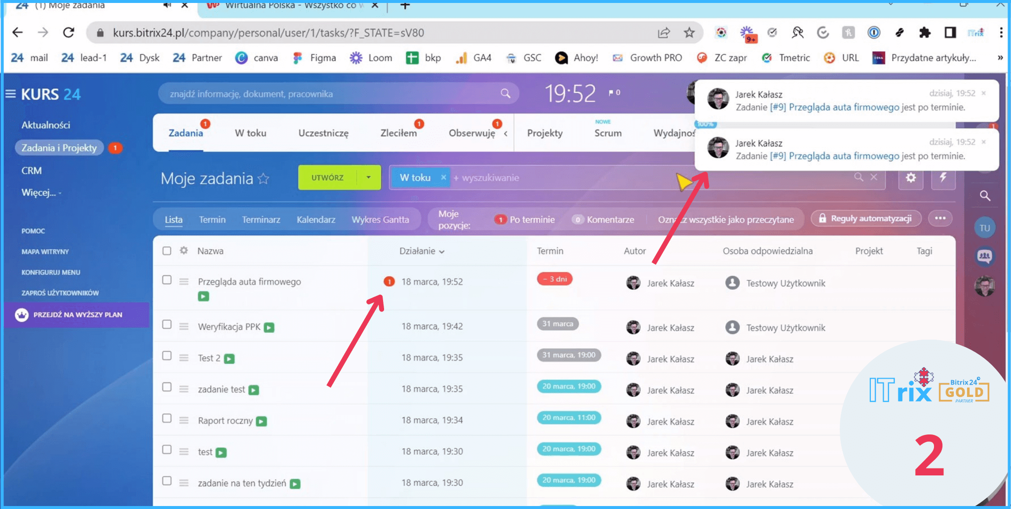 powiadomienia o zadaniu Bitrix24
