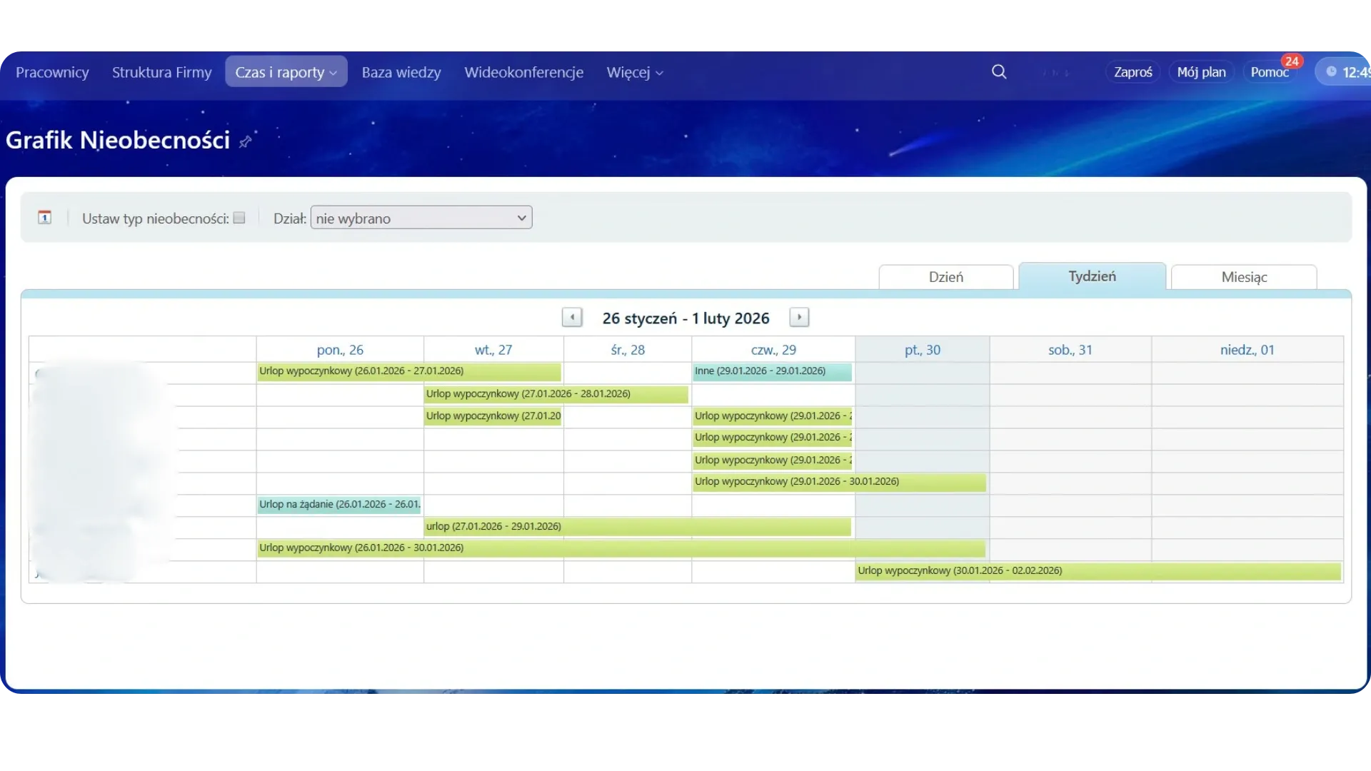 Grafik nieobecności
