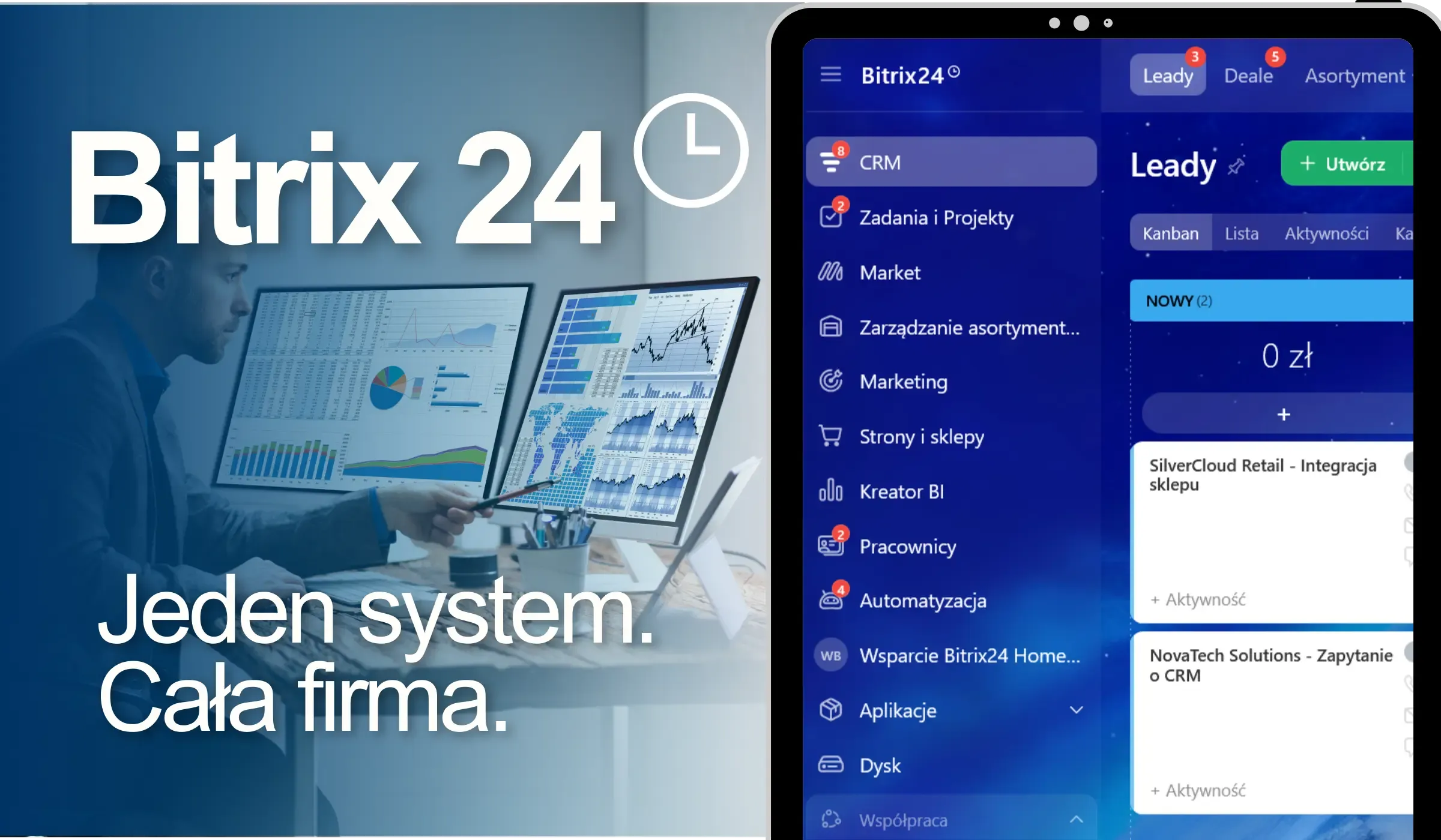 Bitrix24 – widok CRM na tablecie