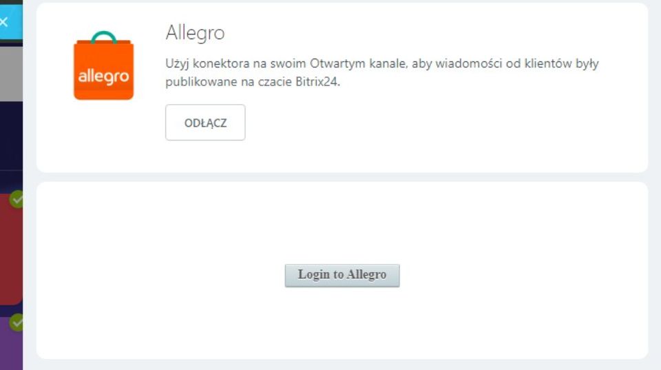 Zaloguj się z bitrix24 do kolejnego konta Allegro