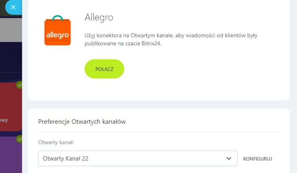 Połącz Otwarty Kanał Bitrix24 z kontem Allegro
